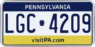 PA license plate LGC4209