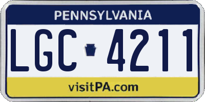 PA license plate LGC4211
