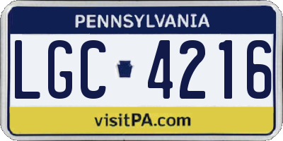 PA license plate LGC4216