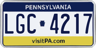 PA license plate LGC4217