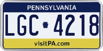 PA license plate LGC4218