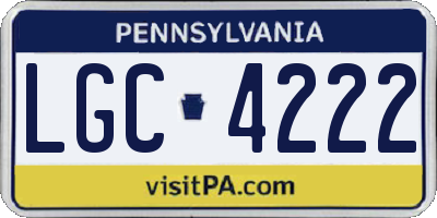 PA license plate LGC4222