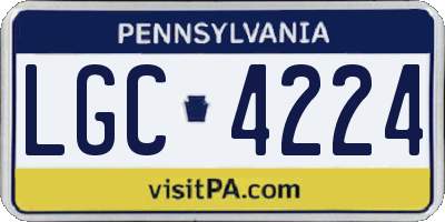PA license plate LGC4224