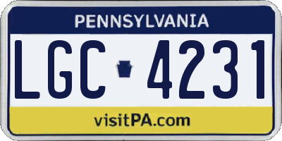 PA license plate LGC4231