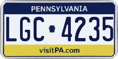 PA license plate LGC4235