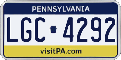 PA license plate LGC4292