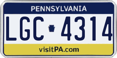 PA license plate LGC4314
