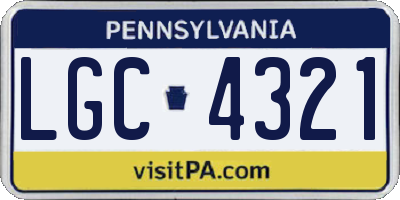 PA license plate LGC4321
