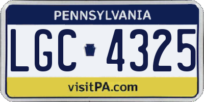 PA license plate LGC4325