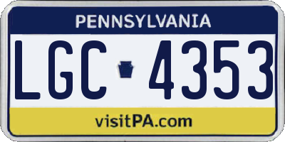 PA license plate LGC4353