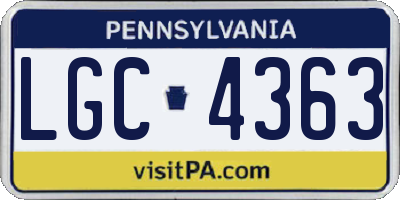 PA license plate LGC4363