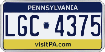 PA license plate LGC4375