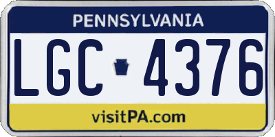 PA license plate LGC4376