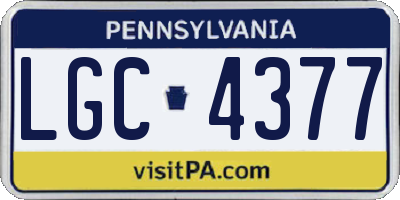 PA license plate LGC4377