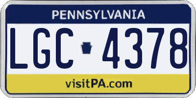 PA license plate LGC4378