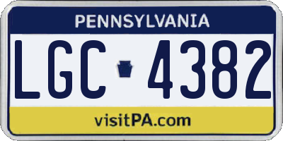 PA license plate LGC4382