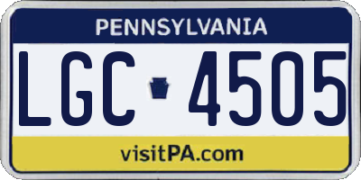PA license plate LGC4505