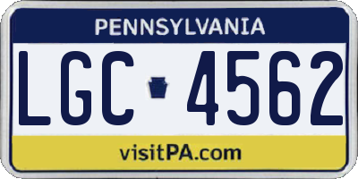 PA license plate LGC4562