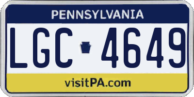 PA license plate LGC4649
