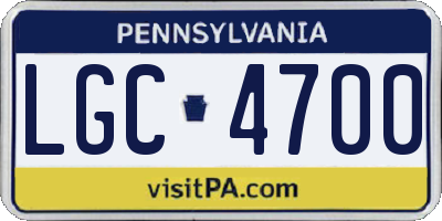 PA license plate LGC4700