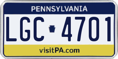 PA license plate LGC4701