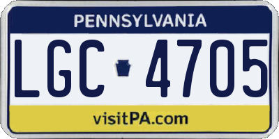 PA license plate LGC4705
