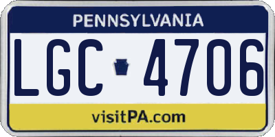 PA license plate LGC4706