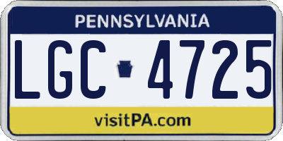 PA license plate LGC4725