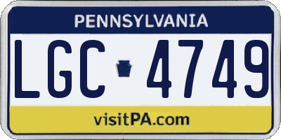 PA license plate LGC4749