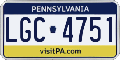 PA license plate LGC4751