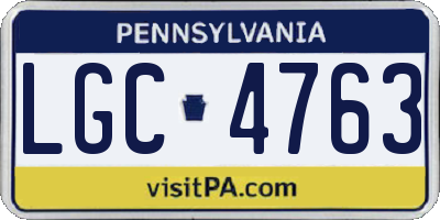 PA license plate LGC4763