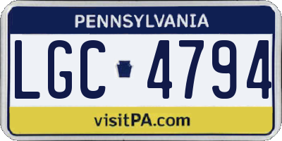 PA license plate LGC4794