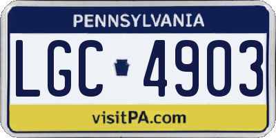 PA license plate LGC4903