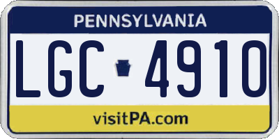 PA license plate LGC4910