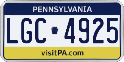PA license plate LGC4925