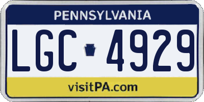 PA license plate LGC4929