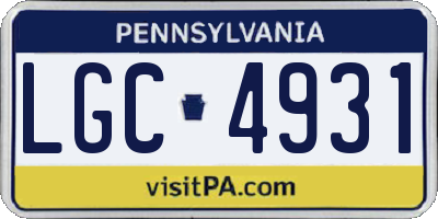 PA license plate LGC4931