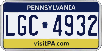PA license plate LGC4932