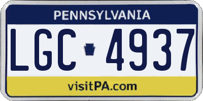 PA license plate LGC4937