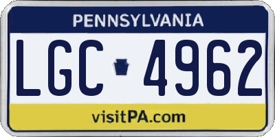 PA license plate LGC4962