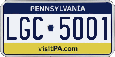 PA license plate LGC5001