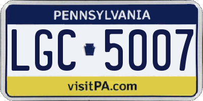PA license plate LGC5007