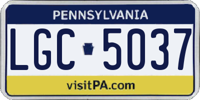 PA license plate LGC5037