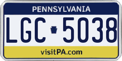 PA license plate LGC5038