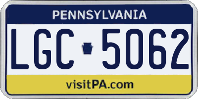 PA license plate LGC5062