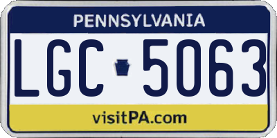 PA license plate LGC5063