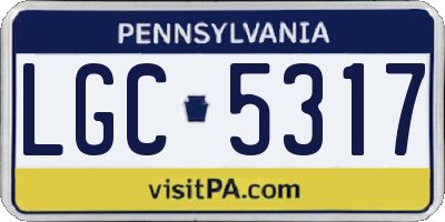 PA license plate LGC5317