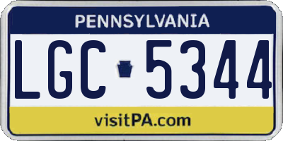 PA license plate LGC5344