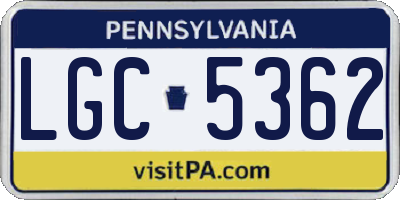 PA license plate LGC5362