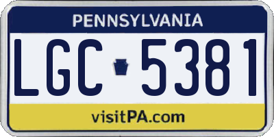 PA license plate LGC5381